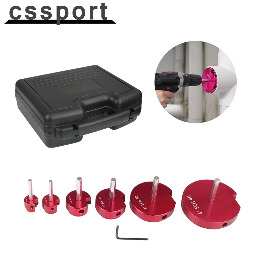 

6Pcs PPRK6 Plastic Pipe Fitting Reamer Set Fit into Standard 1/2" Drills PVC Pipe Reamer Tool Contains PPR75/100/150/200/300/400