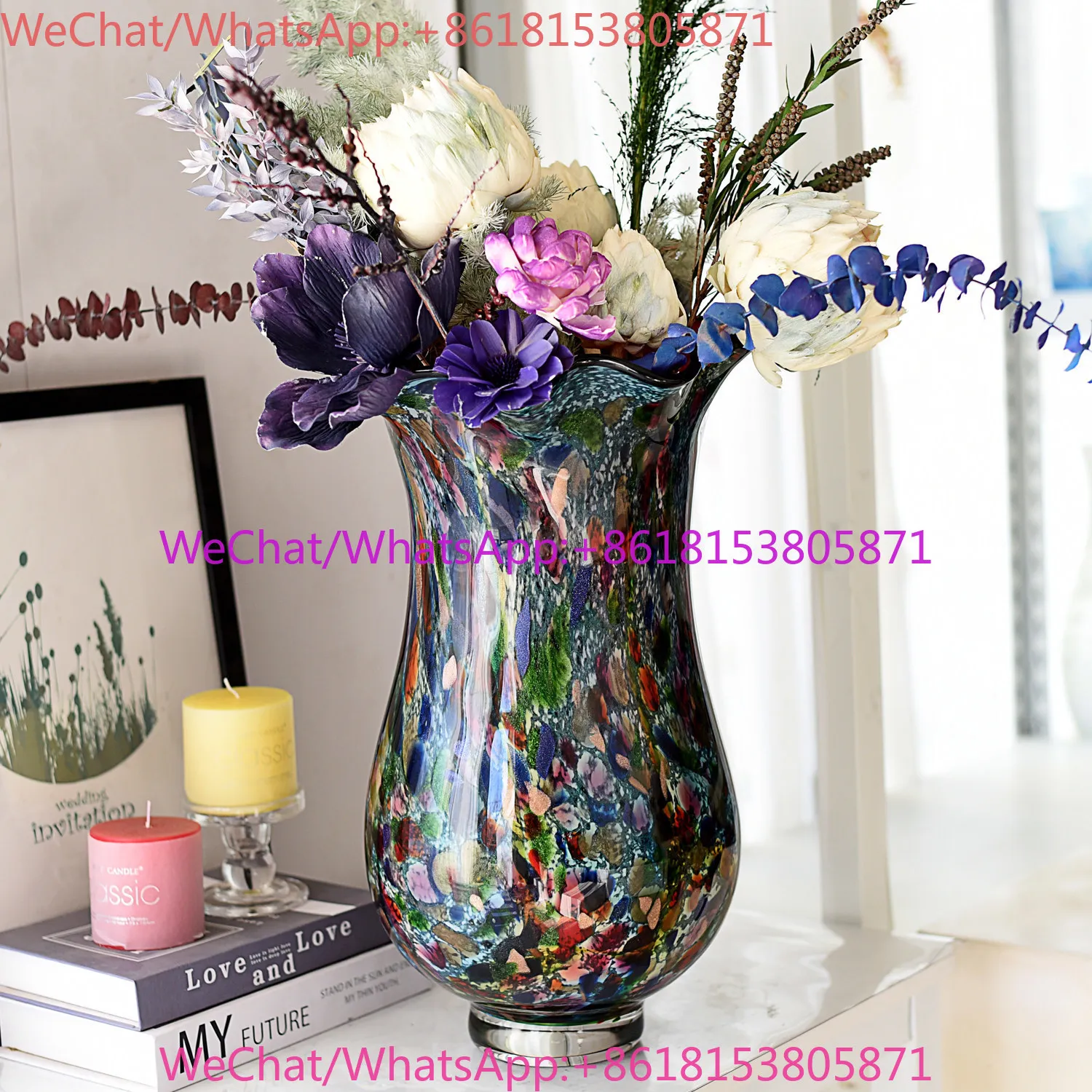Decorative living room modern minimalist style flower arrangement high rich color three-dimensional relief W456