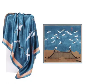 

Printed silk scarf women's trend versatile shawl satin headscarf 90cm square scarf