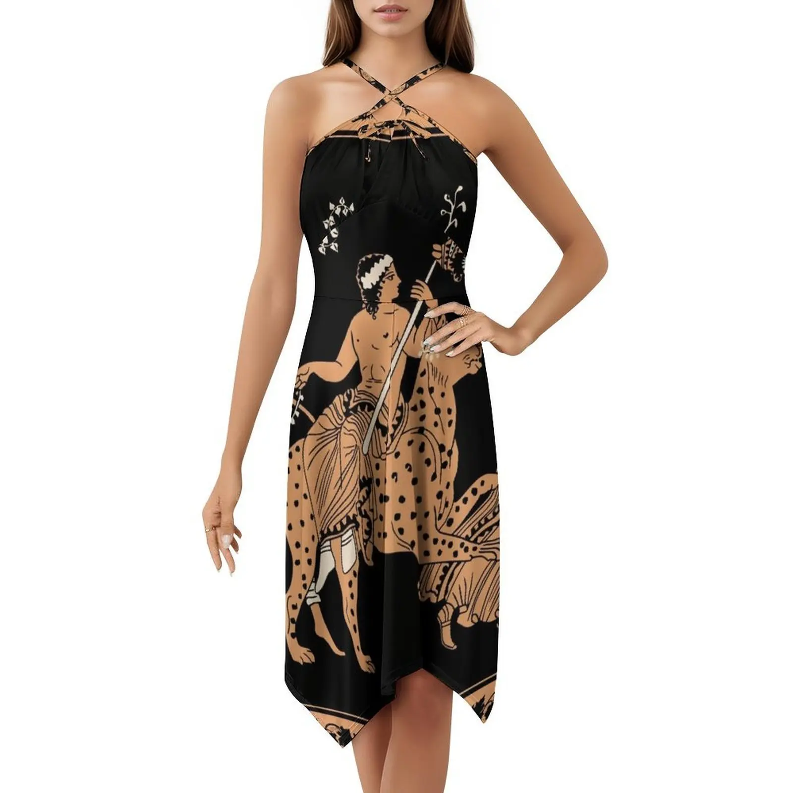 كاتم الصوت Dyonisos & Maenad الكورية نمط فستان كاجوال للنساء بسيط اليومية مكتب سيدة فساتين الآلهة اليونانية الأساطير اليونانية #5