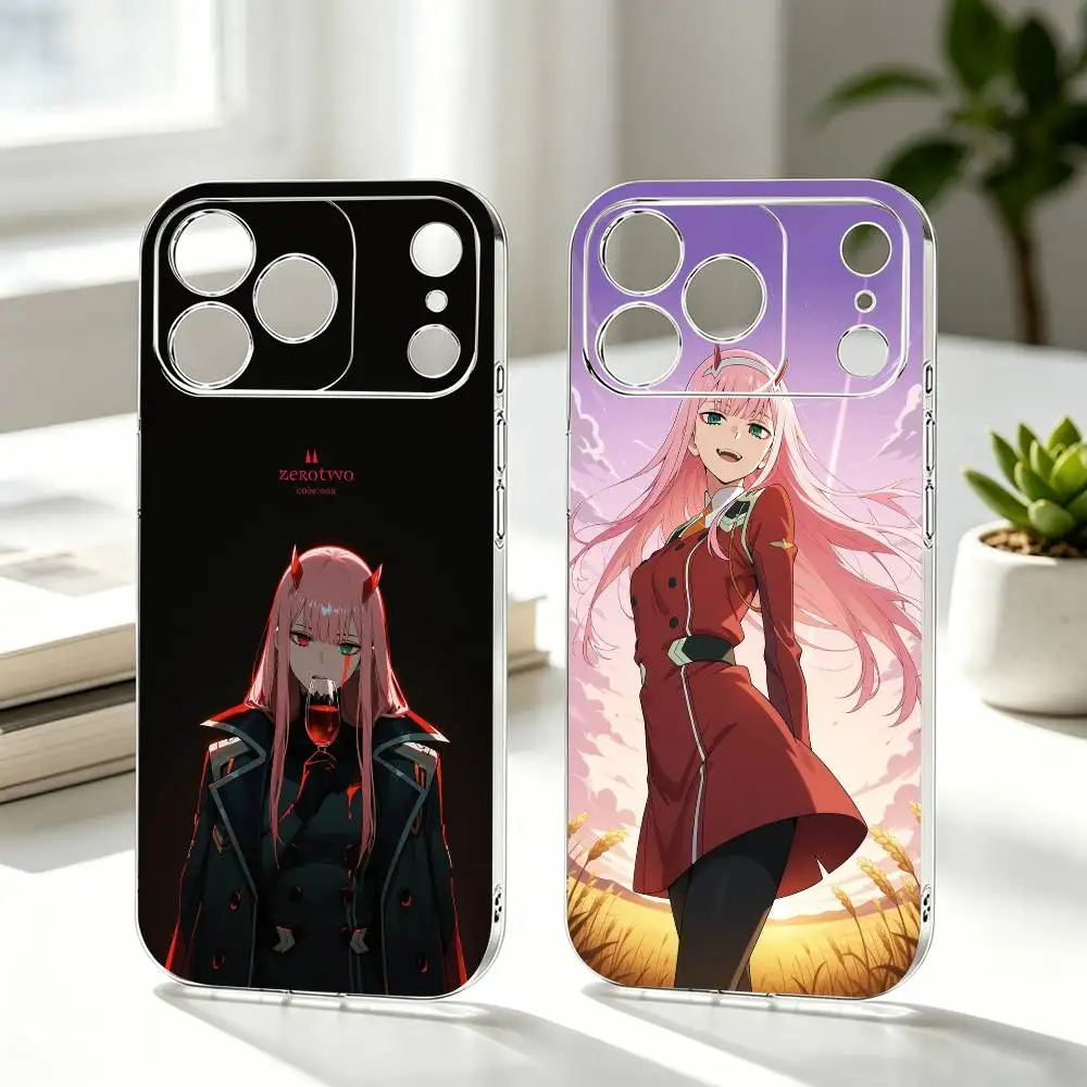 

Anime Zero Two DARLING x F-FRANXX Phone Case For iPhone 17 16 15 14 13 12 11 Mini Pro Max Plus Transparent Cover