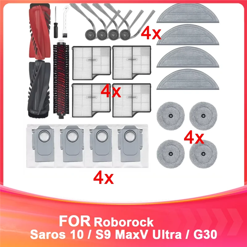 

BFYL Essential Accessory Pack For Roborock Saros 10/S9 Maxv Ultra - Main Roller, Side Brush, Filters, Mop & Dust Bags