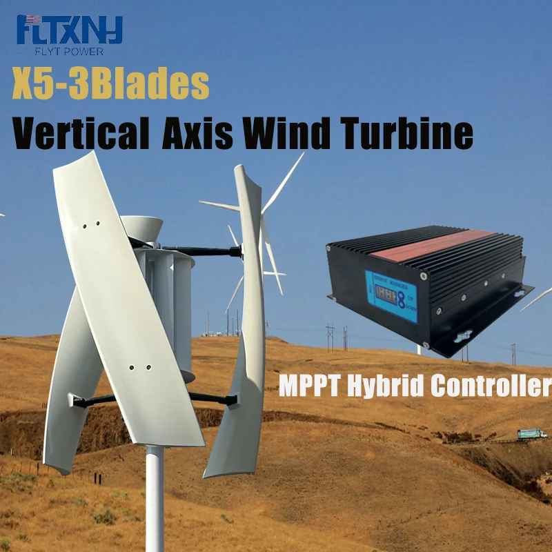 Vertical Wind Turbine Generator 12V 24V 48V 25KW 20KW Alternative Free Energy Windmills With MPPT Hybrid Controller For Home Use