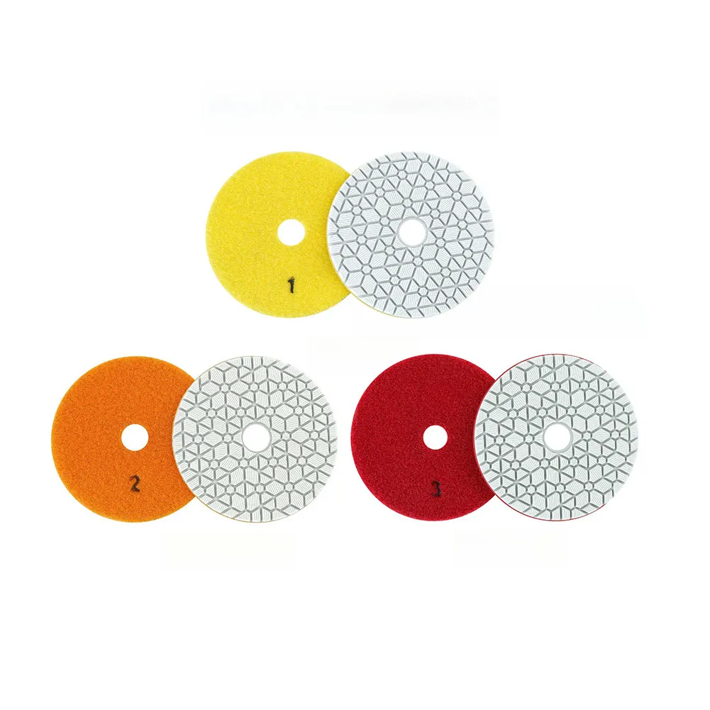 Abrasive Tool Sanding Discs 4 Inch 100mm Wet 3 Step Pads Bright Polish Up To 1000 Resin Bond High Density Emery Chips
