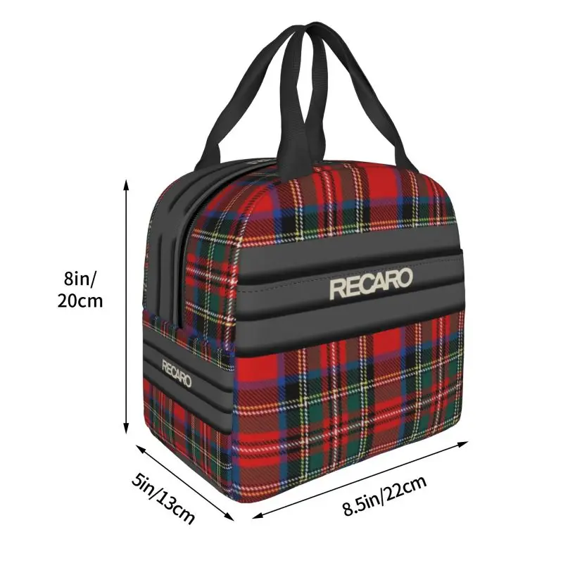 Recaros Logo Lunch Bag, À Prova de Fugas, Refrigerador, Térmica, Isolado, Caixa para Mulheres, Crianças, Trabalho, Escola, Piquenique, Viagem, Comida, Sacolas