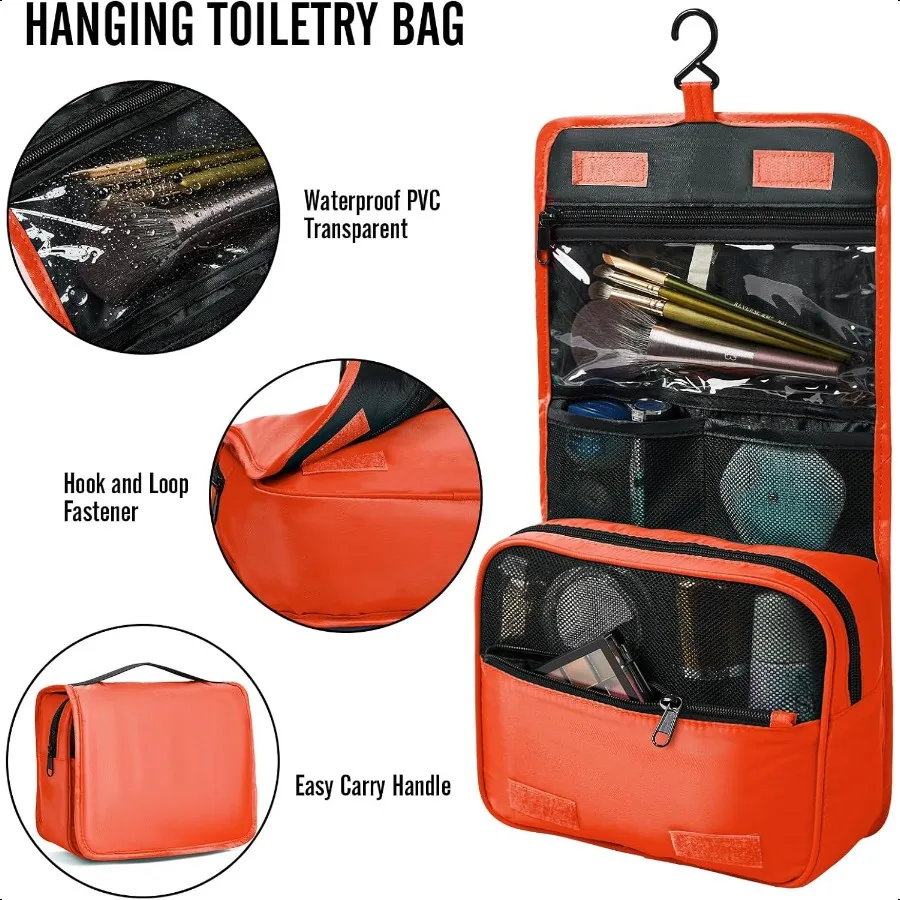 8 Set Packing Cube untuk Perlengkapan Perjalanan, Tas Organizer Koper dalam 4 Ukuran, Aksesoris Kabin Besar dengan Kantong Cuci Besar dan Kantong Perlengkapan Mandi Gantung