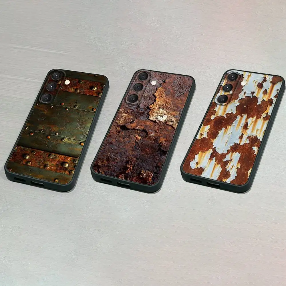 

R-Retro Industrial Style Rusty Phone Case For Samsung S25,S24,S23,S22,S21,S20,S10,Ultra,Plus,Lite,FE,Soft Silicone Black Cover
