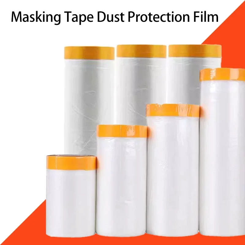 

Paint masking film and paper masking tape for decorating cars, disposable dust-proof furniture spray paint protective film