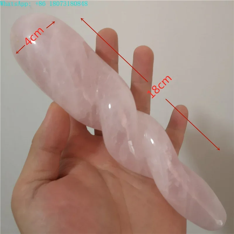 

1pcs Natural rose quartz spiral crystal wand hand carved crystal gem yoni massage wand healing wand