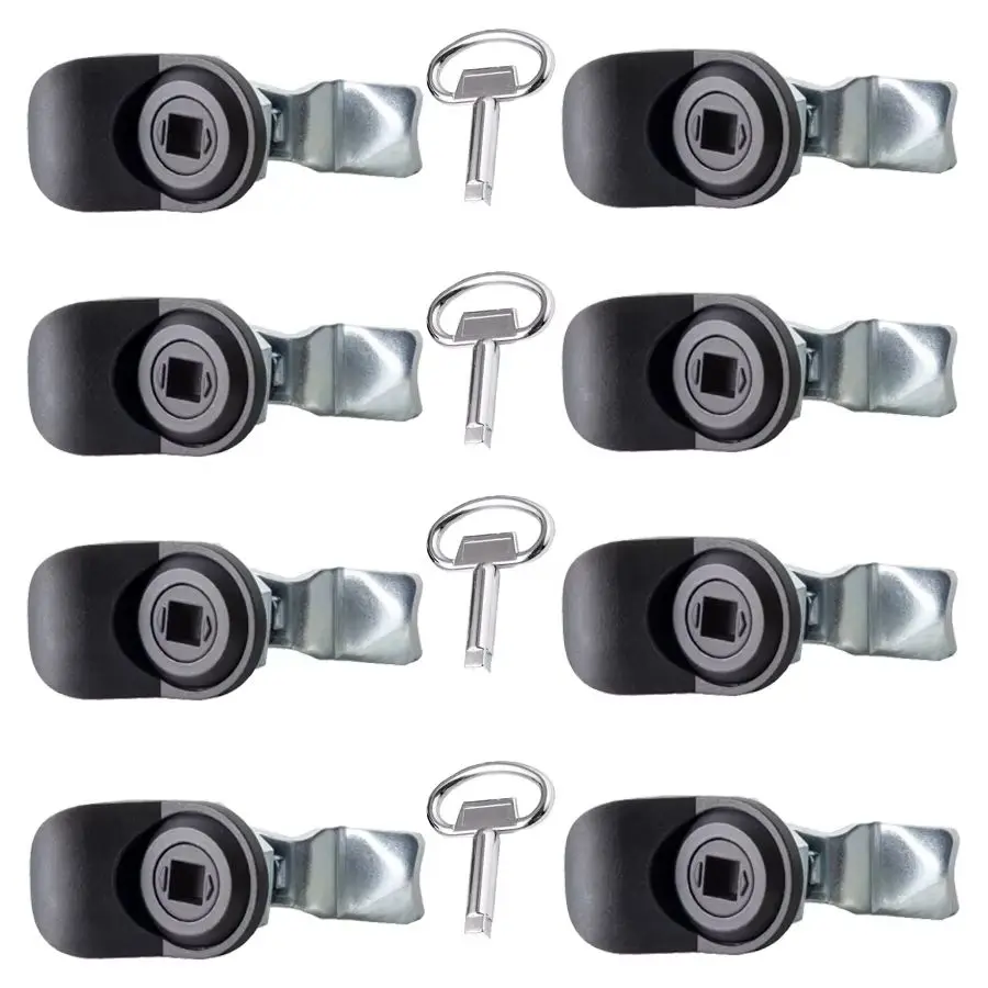 8PCS Zinc Alloy+PA Industrial Cam Locks Distribution Box Chassis with Handle Lock Switch Control Electric Cabinet Door Lock+Keys