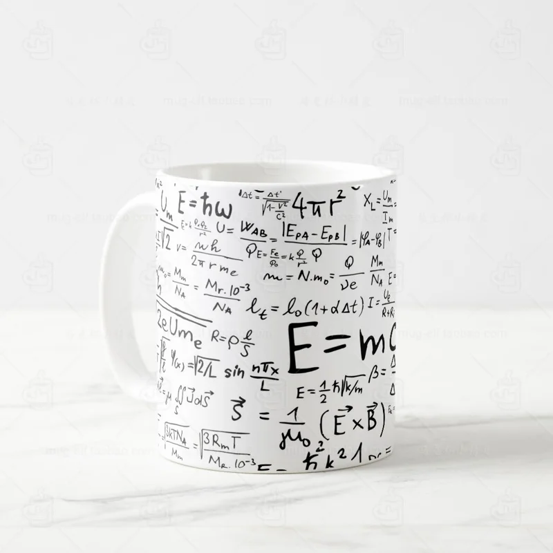 Horizontal Handwritten Bunch of Math Formulas Exam Memory Mug Cup Gift Reference for Top Students and Teachers