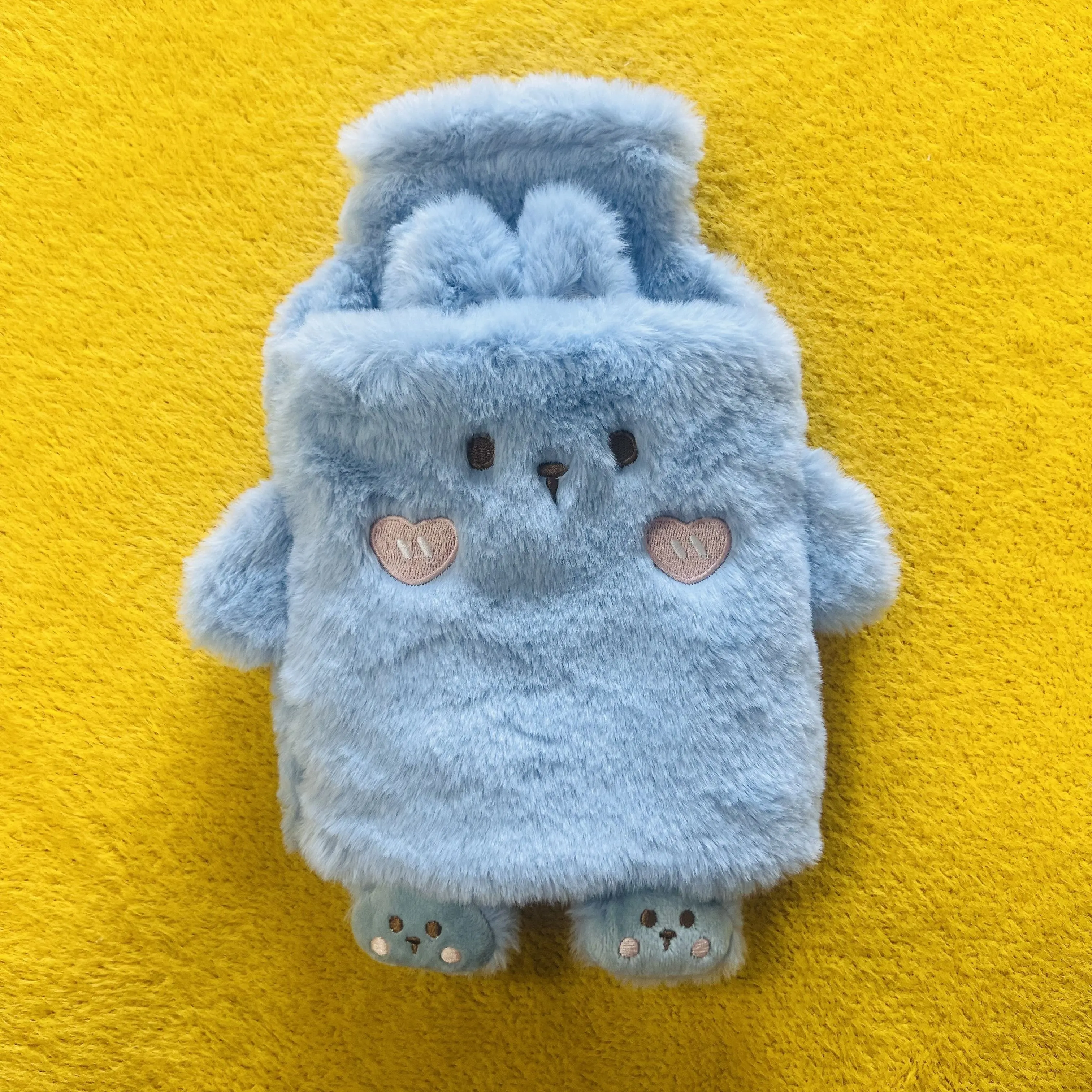 1000ml/33.81oz square faux rabbit fur washable hand-insert cute warm plush hot water bag, can be used for keeping hands warm, fi