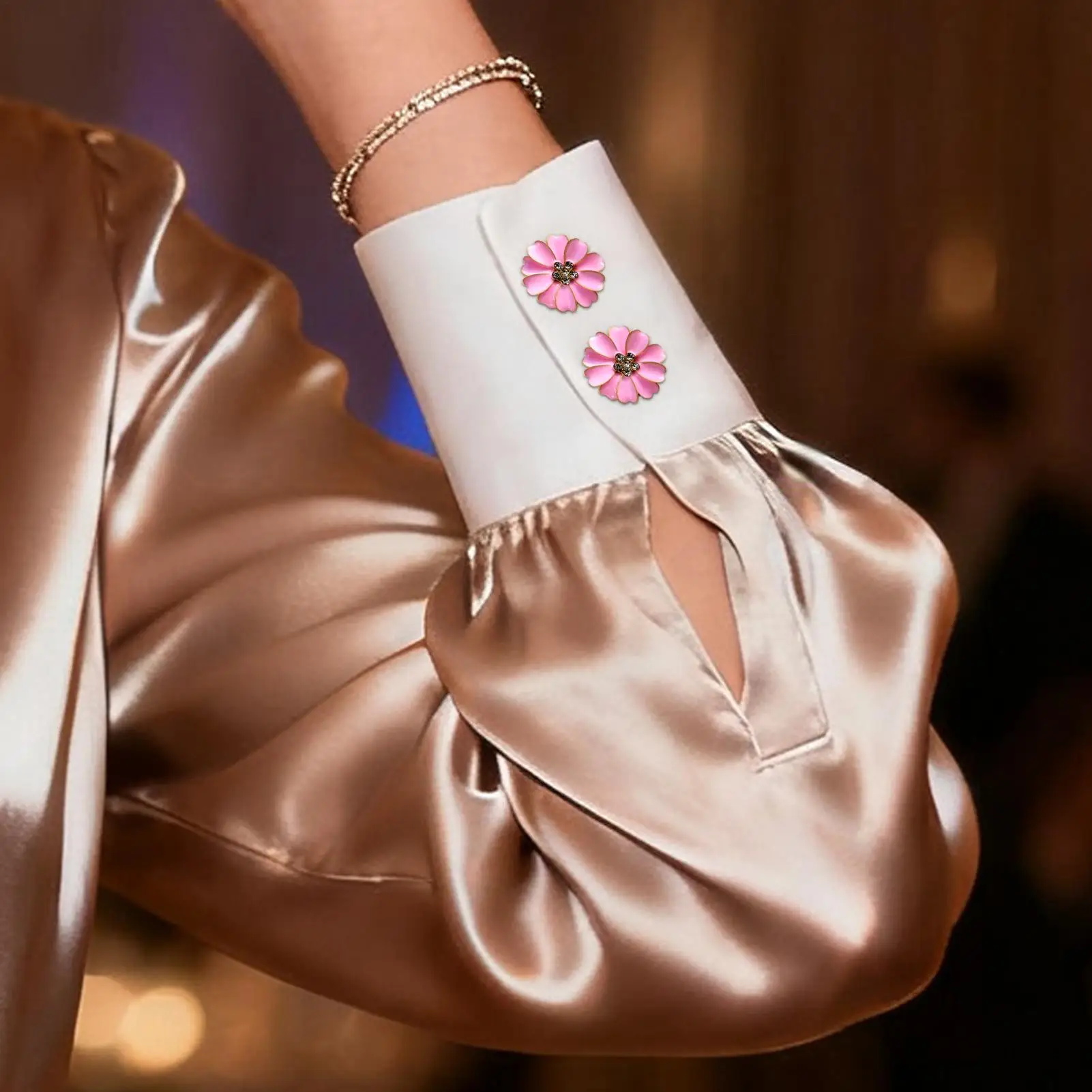Rhinestone Clothing Button Clips Women Fashionable Flower Shaped Button Cover Cufflinks for Sewing Jeans Dress Fabric