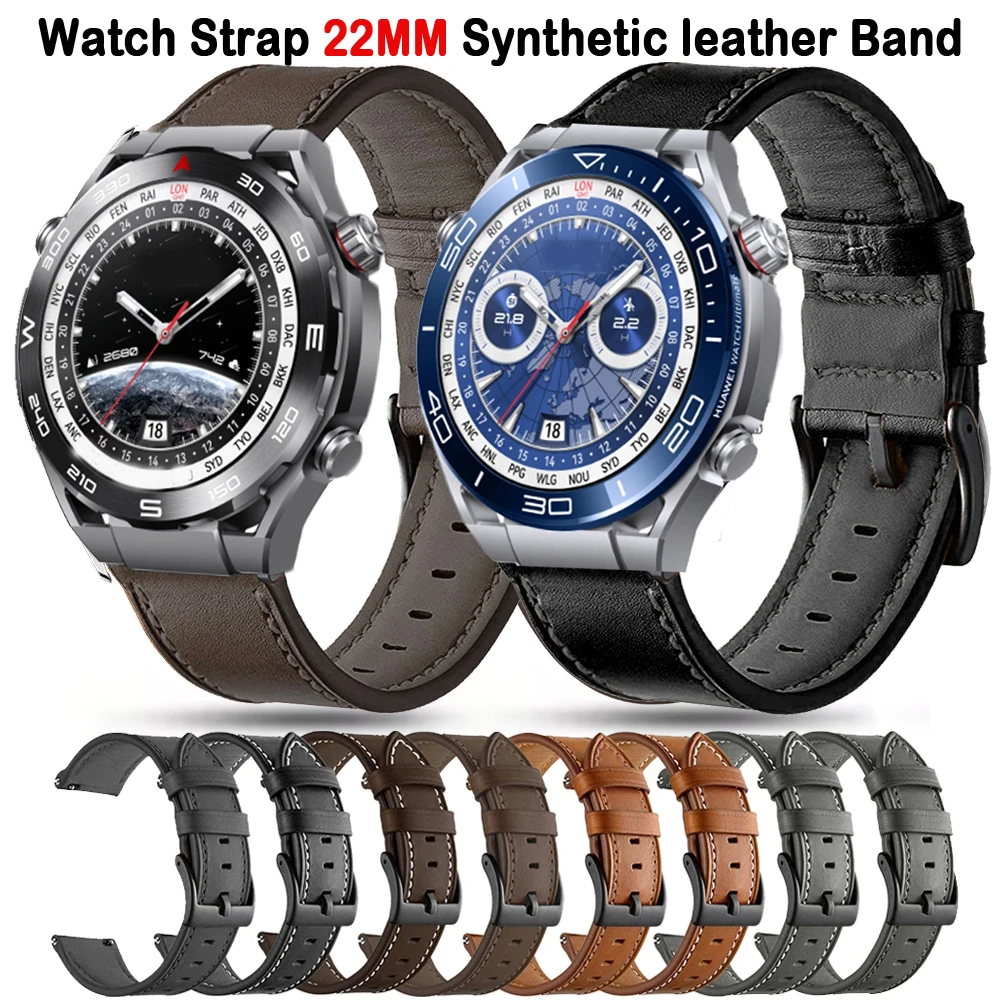 Leder-Uhrenarmband für Huawei Watch Ultimate 2/1, atmungsaktiv, weich, 22 mm, passend für Huawei Watch GT6 GT6Pro GT5/4/3/2 46 mm
