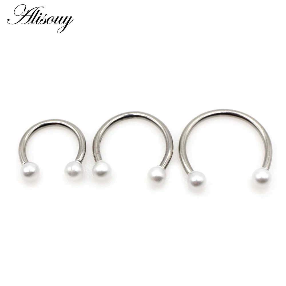1 قطعة الفولاذ المقاوم للصدأ 16 جرام اللؤلؤ ثقب الأنف التعميم C كليب الشفاه الزنمة الحاجز الدائري اللولب الغضروف القرط 8/10/12 مللي متر #6