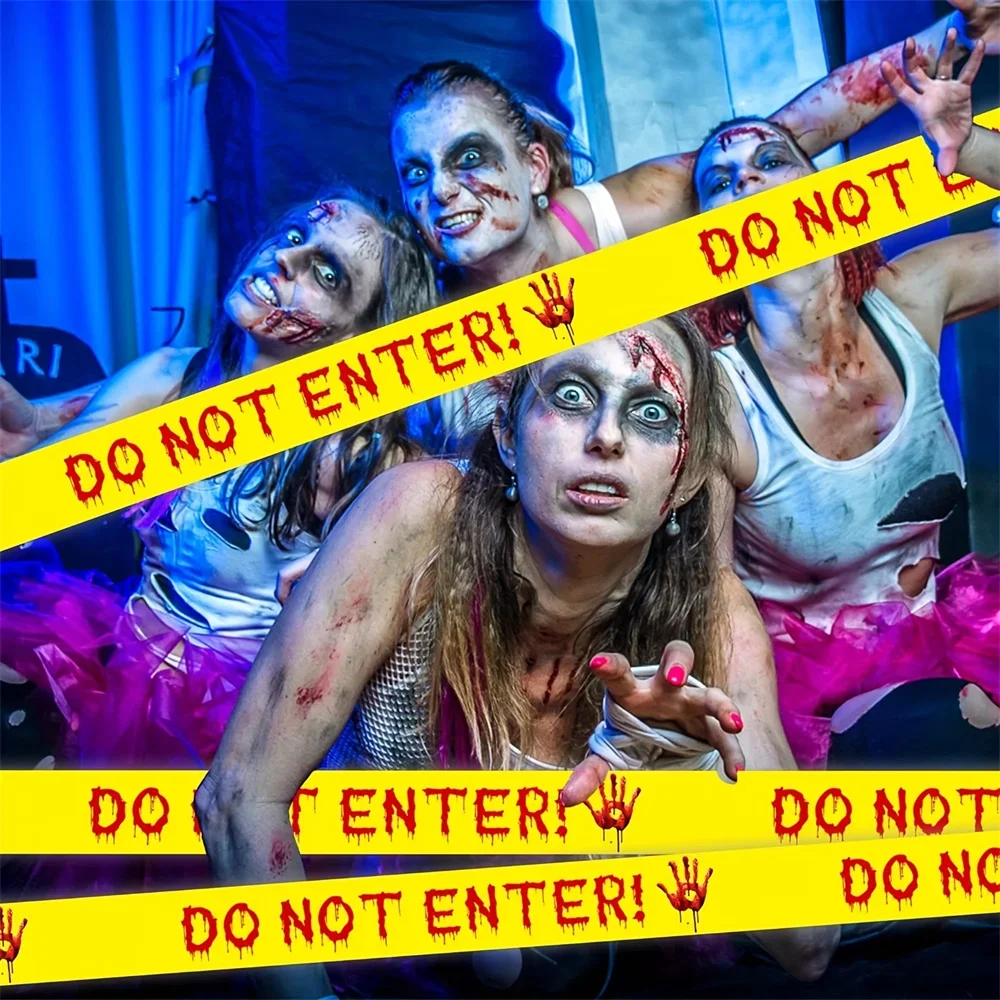 زينة الهالوين شريط تحذير لا تدخل شريط تحذير لفة شريط تحذيري للمخاطر المخيف لتقوم بها بنفسك ديكور حفلات مخيف #5