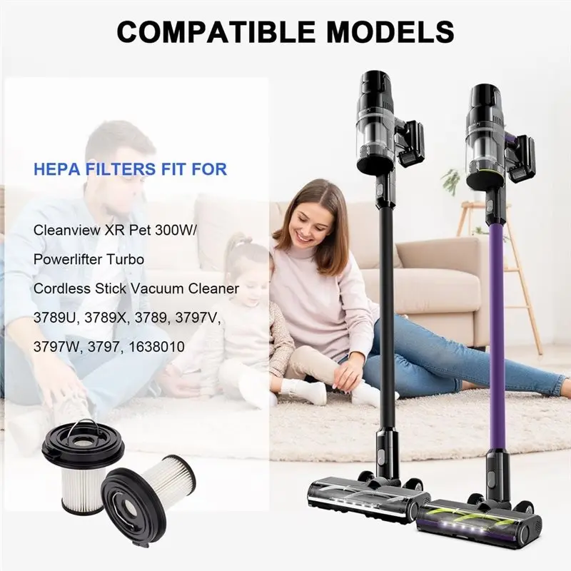 YCOC-Filter Replacement Parts For Bissell Cleanview XR 200W/Cleanview XR Pet 300W/Powerlifter Turbo Cordless Stick Vacuums
