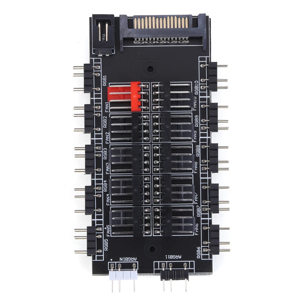 2 in 1 Splitter Hub 5V 3PIN ARGB SATA Power Fan LED Controllers 12V 4PIN PWM Computer Accessories 10 Way for PC Chassis Case