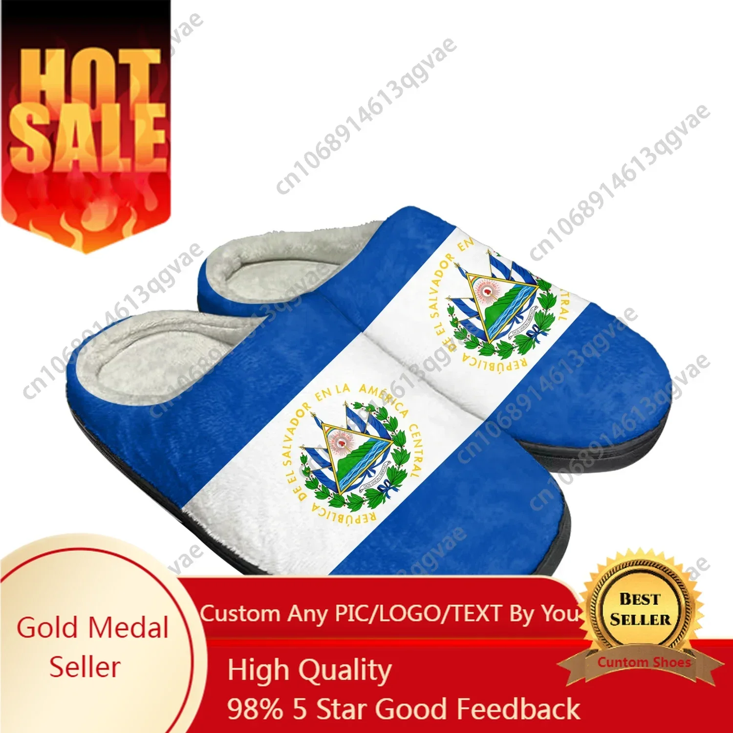 

El Salvador Flag Home Cotton Custom Slippers Mens Womens Sandals El Salvador Plush Bedroom Keep Warm Shoes Thermal Slipper