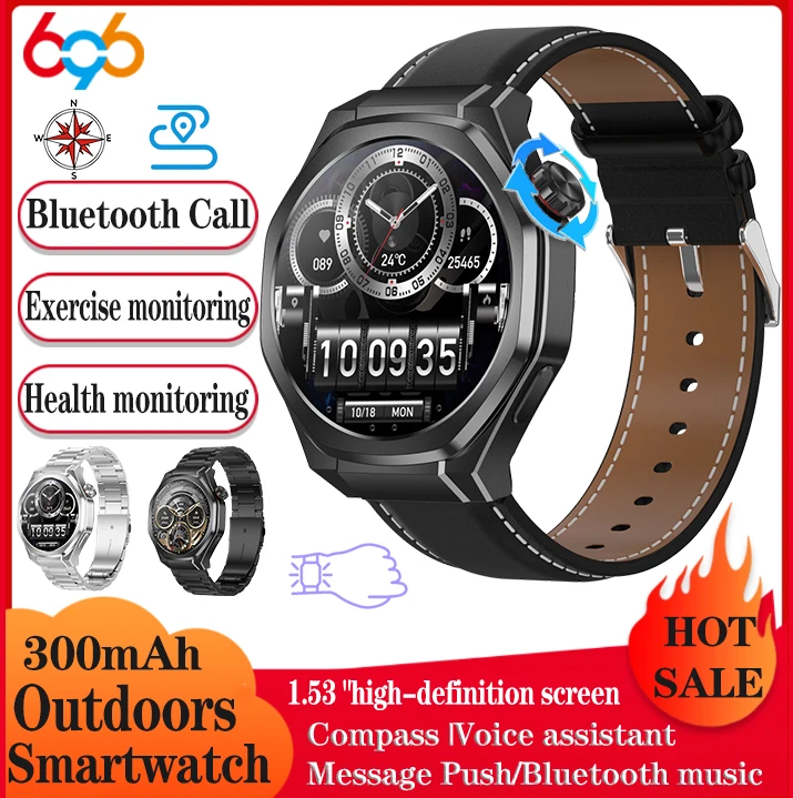 

Смарт-часы на открытом воздухе для мужчин и женщин SOS GPS Компас BT Call Smartwatch Водонепроницаемые сообщения Push Спорт Мониторинг здоровья сна Музыка