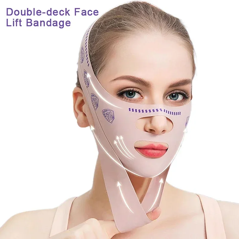 Double-deck Face Slimming Bandage Face Lifting Belt V Line Shaper Cheek Chin Lift UP Strap Anti Wrinkle Facial Band Beauty