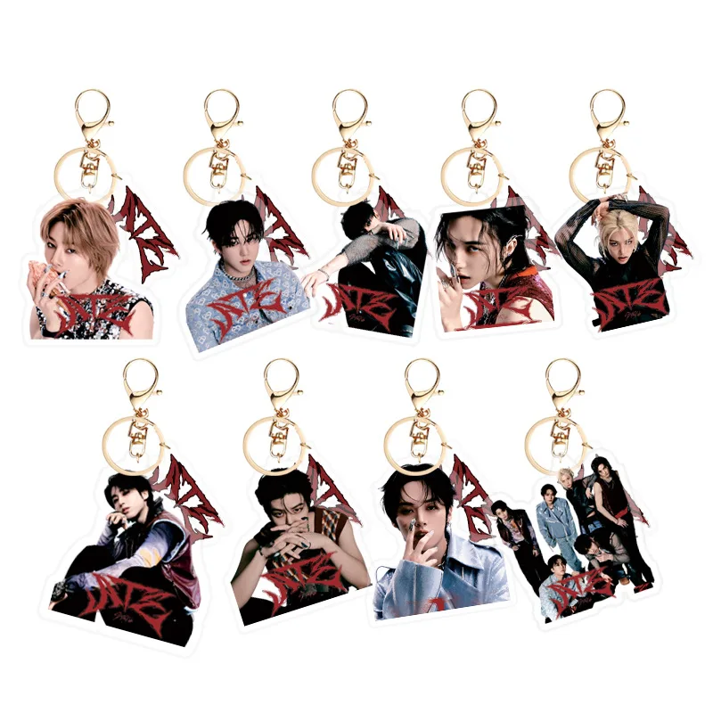 Kpop Men\'s Team New Album Keychain for Women Men Acrylic Charcters Pendant Key Ring Holder Gifts Charm Jewelry Accessories