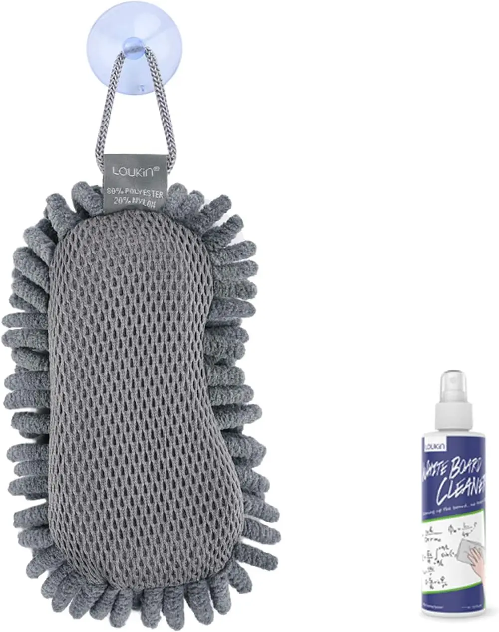 Shag Dry Erase Eraser with Whiteboard Cleaner, Microfiber Washable for Classroom Home Office, Grey