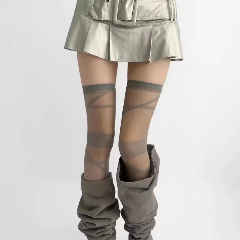 

Женские чулки в стиле Лолиты, ультратонкие прозрачные шелковые носки с кристаллами, чулки до бедра, носки до бедра для девочек, чулки