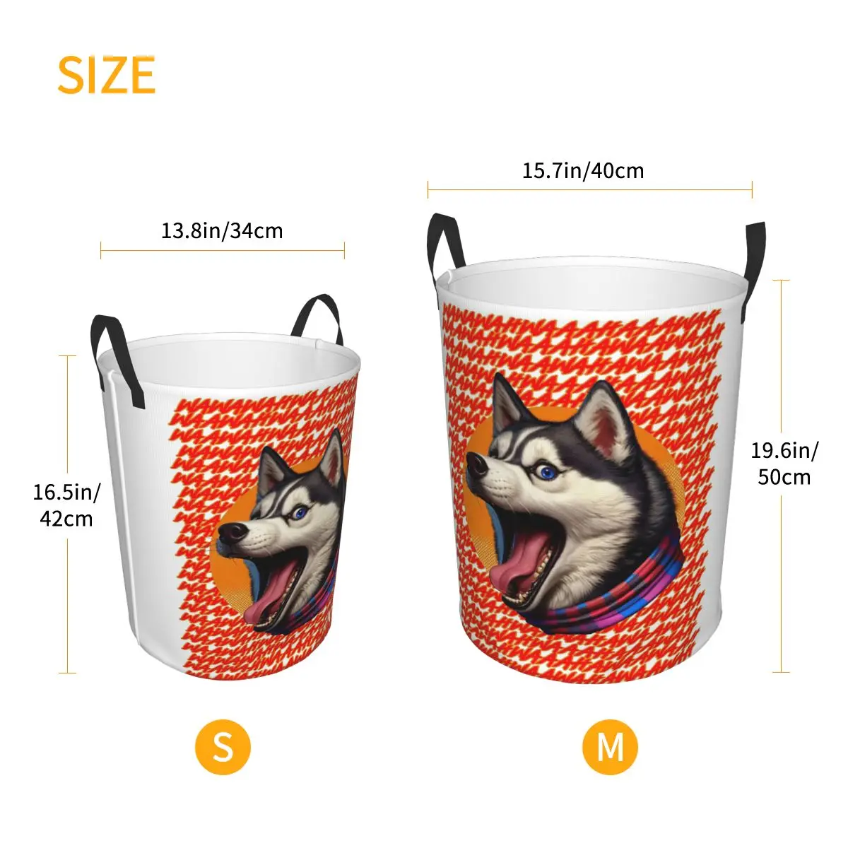 WawawAAawaAAAAAAaa Siberian Husky Folding Laundry Baskets Dirty Clothes Home Organizer Large Waterproof Bag For Home Kids