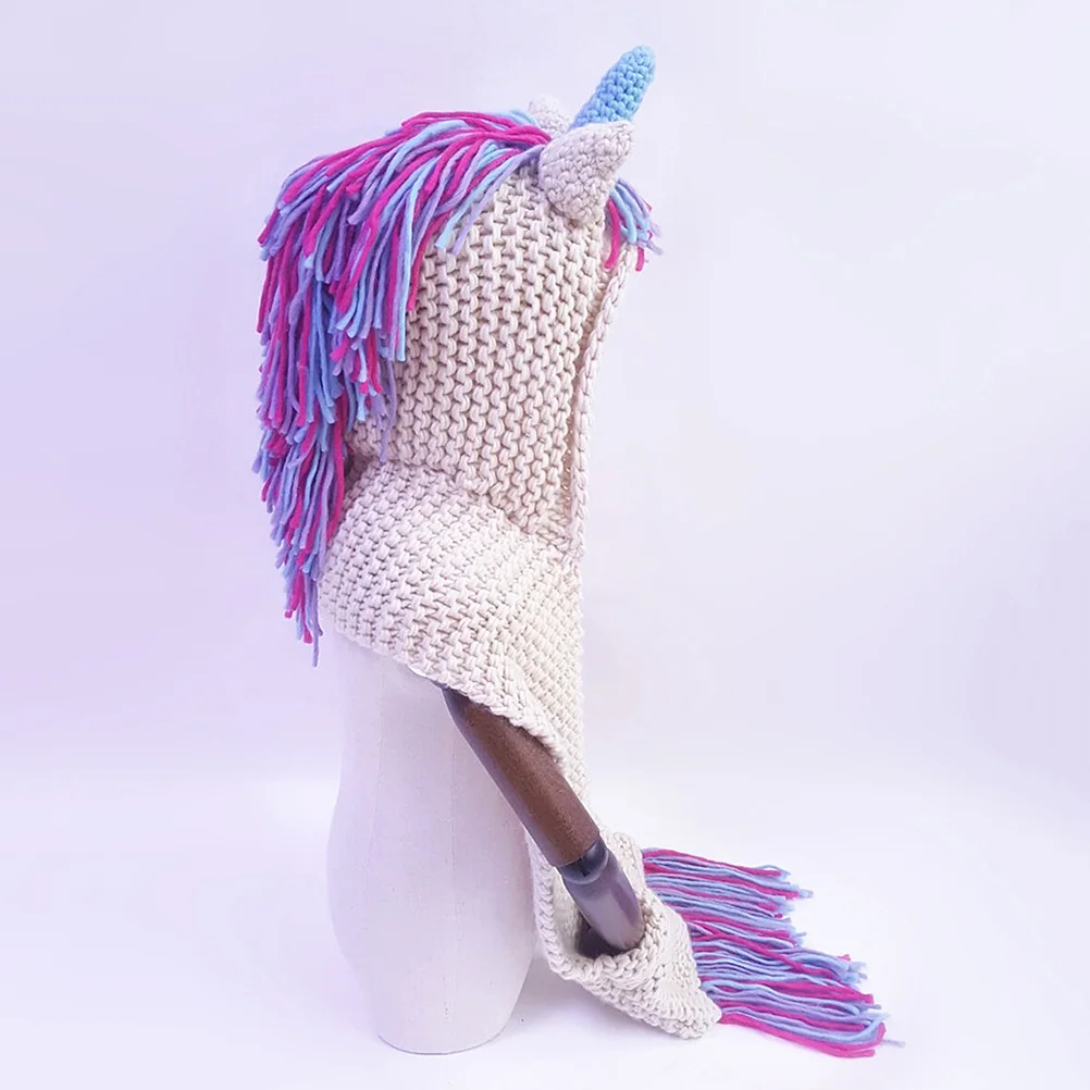 

Colorful Kids Handmade Unicorn Hat Knitted Beanie Scarf Winter Warm Knit Caps for Outdoors Unicorn Hat Knitted Caps