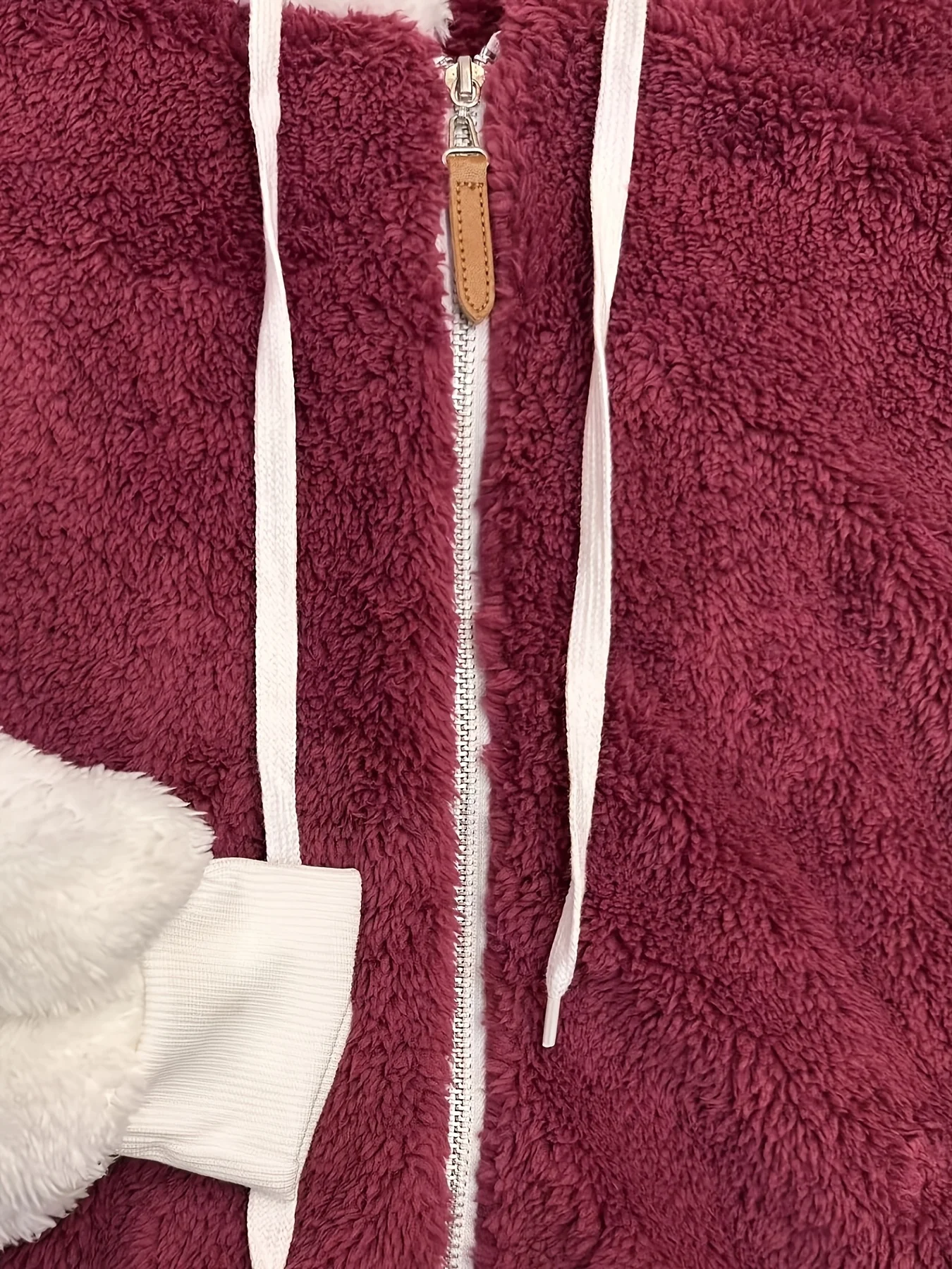 Ladies' Autumn and Winter Casual Plush Color-Block Elegant Hooded Long-Sleeve Zipper Jacket