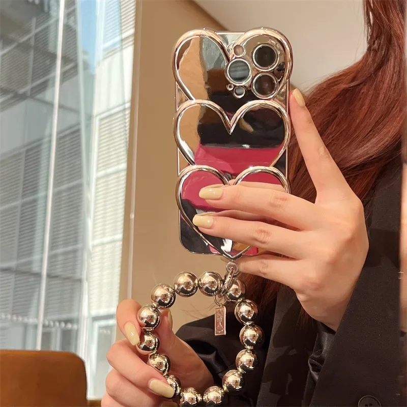 Stereo Plating Love Phone Case Chain for Iphone13Promax Phone Case  11/12Pro Advanced Sense of Soft Iphone 11 Case