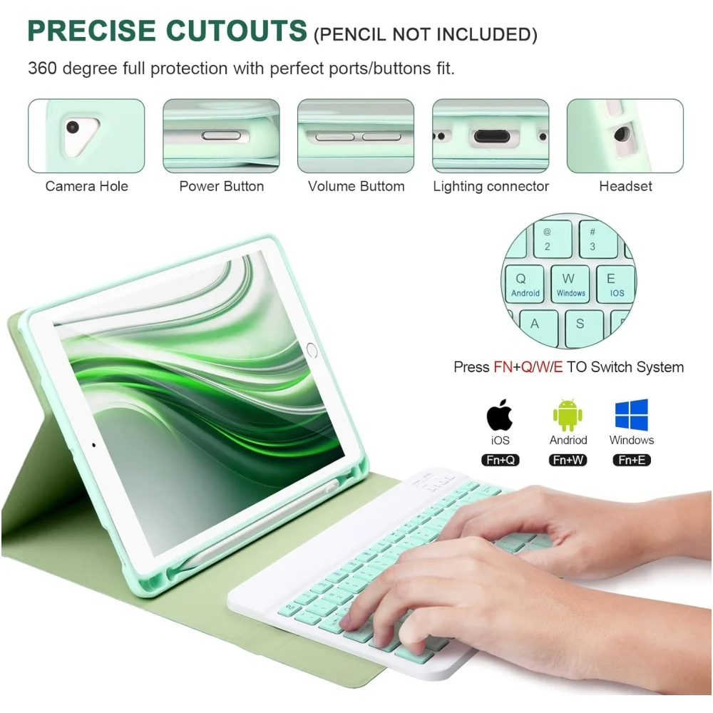 For iPad 5th 6th Gen 9.7 Inch Teclado Case with Keyboard Detachable Wireless Keyboards Tablet Cover iPad air1 air2 9.7 pro 9.7