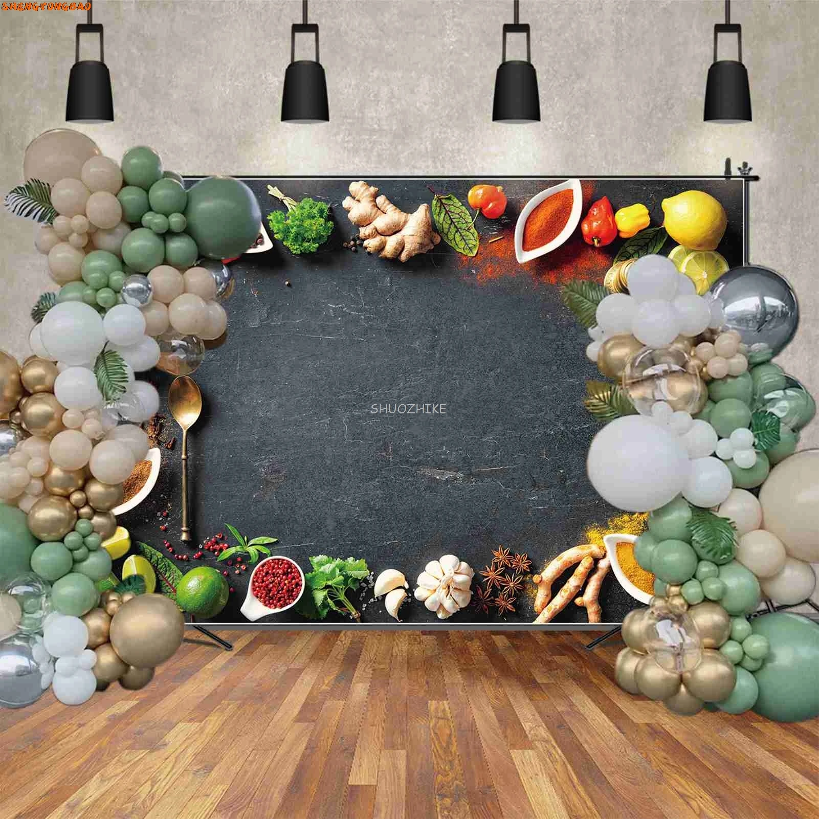 Kitchen Props Strawberry Backdrops Photography Wooden Board Decoration Custom Greens Camping Food Home Studio Photo Backgrounds