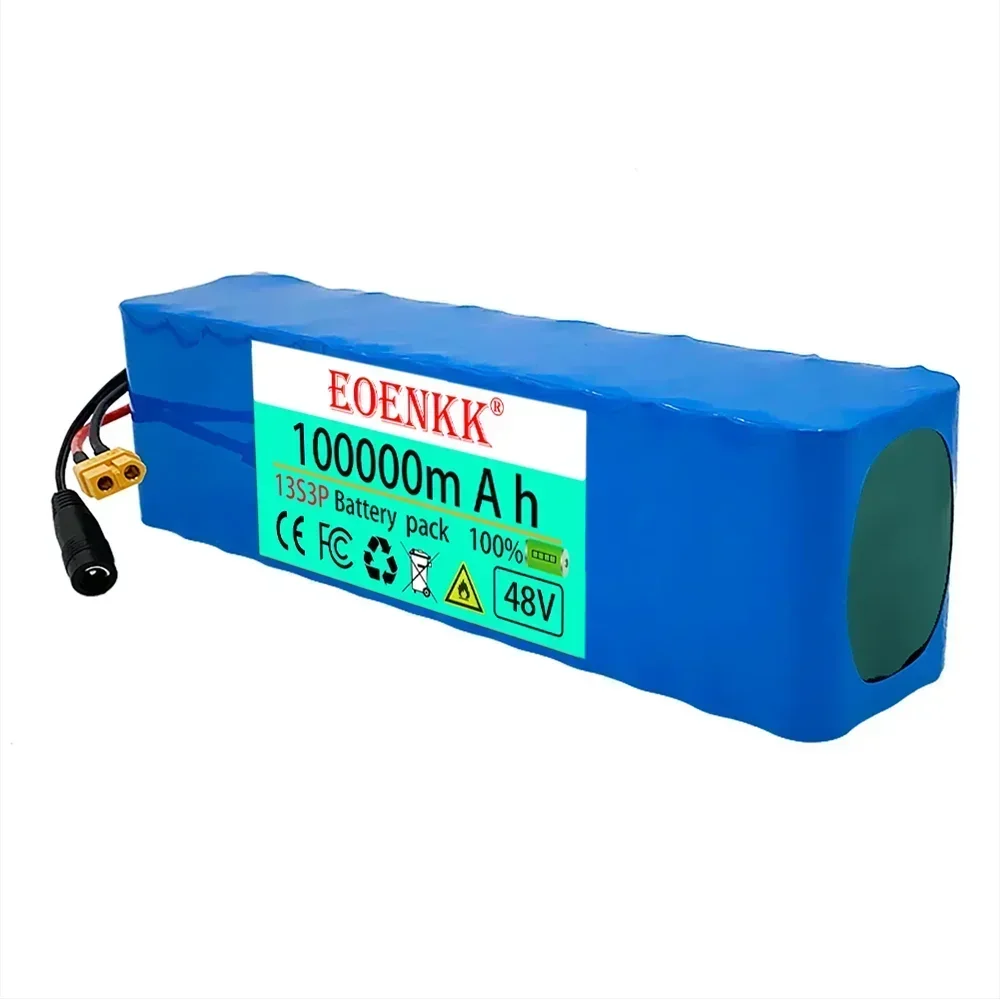 EOENKK New48V100Ah 1000w 13S3P 48V Lithium ion Battery Pack 100000mah For 54.6v E-bike Electric bicycle Scooter with BMS+charger