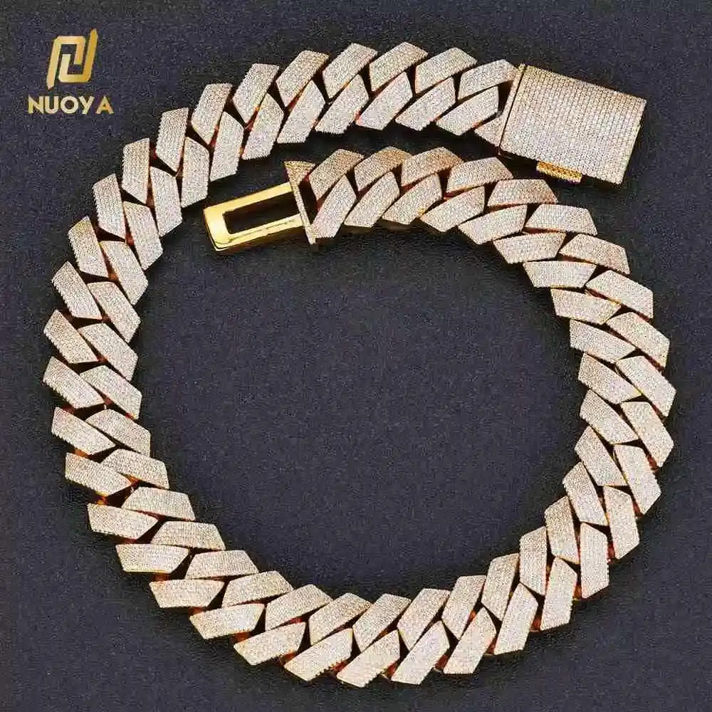 

NUOYA 25MM Chunky Cuban Link Chain 6 Row Full Diamond Iced Out Prong Cuban Chain Hip Hop Jewelry Necklace for Men Women