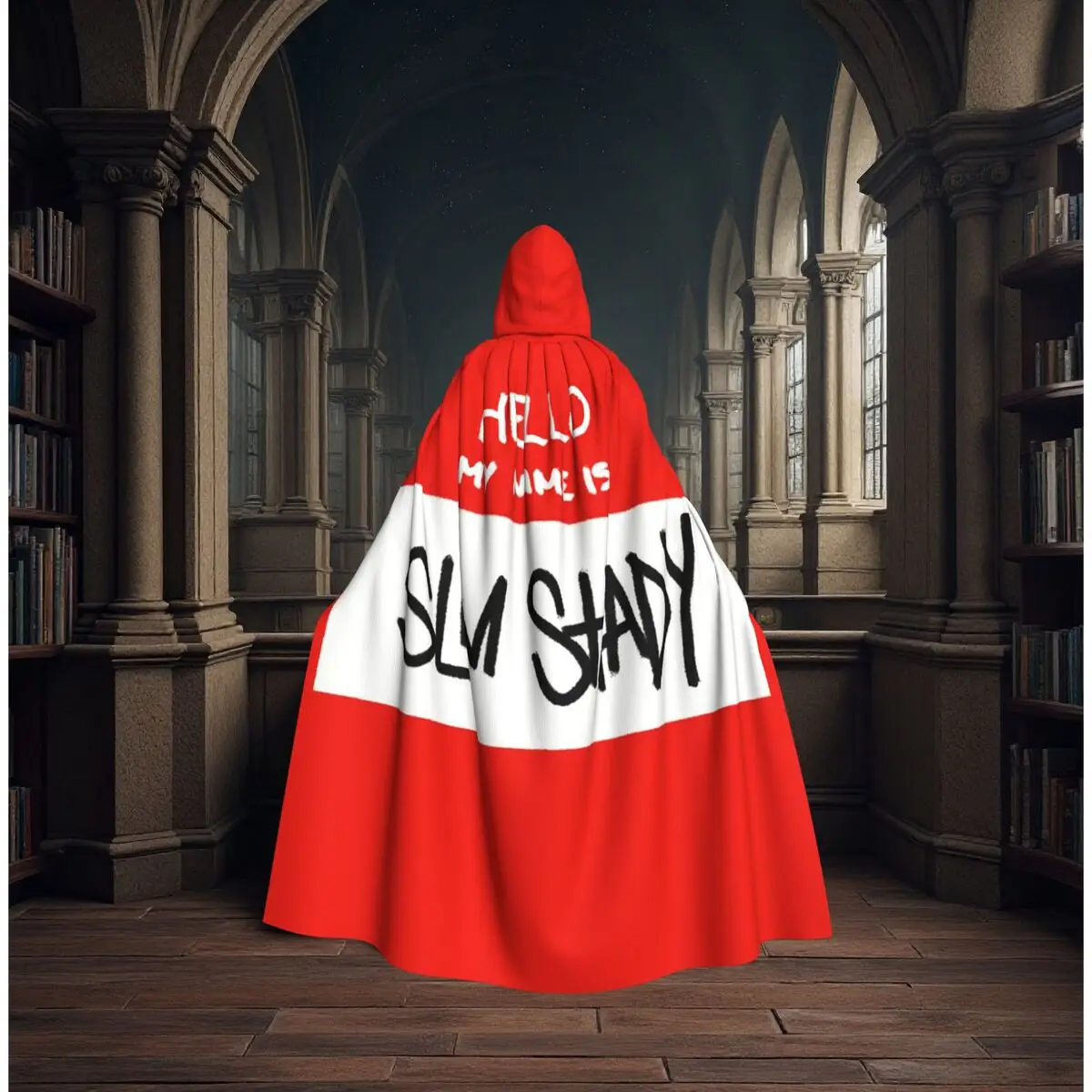 Hello My Name Is Slim Shady Eminem Long Hooded Cloak Witch Medieval Costume Cosplay Cape HalloweenParty Adult Unisex - view 2