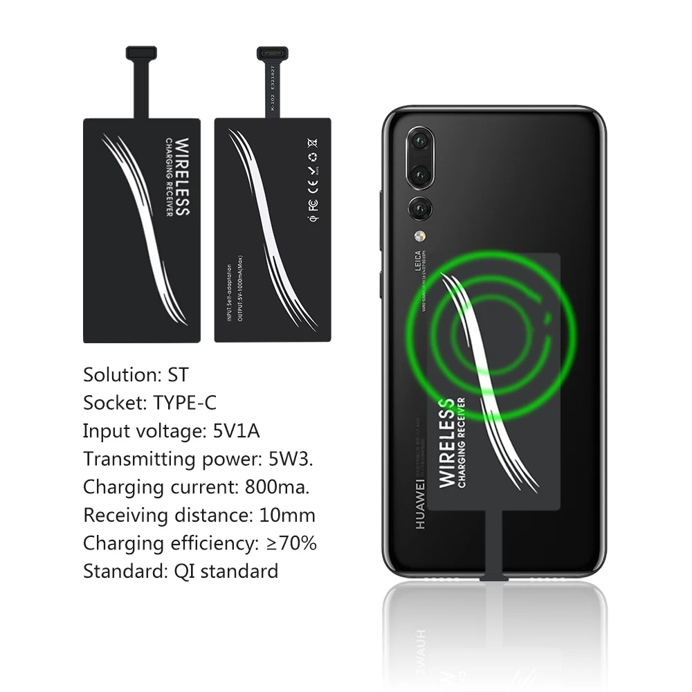 Récepteur de charge universel USB Type-C, chargeur sans fil pour Huawei P20 Pro, P10 Plus, Xiaomi ata 8, ata 6