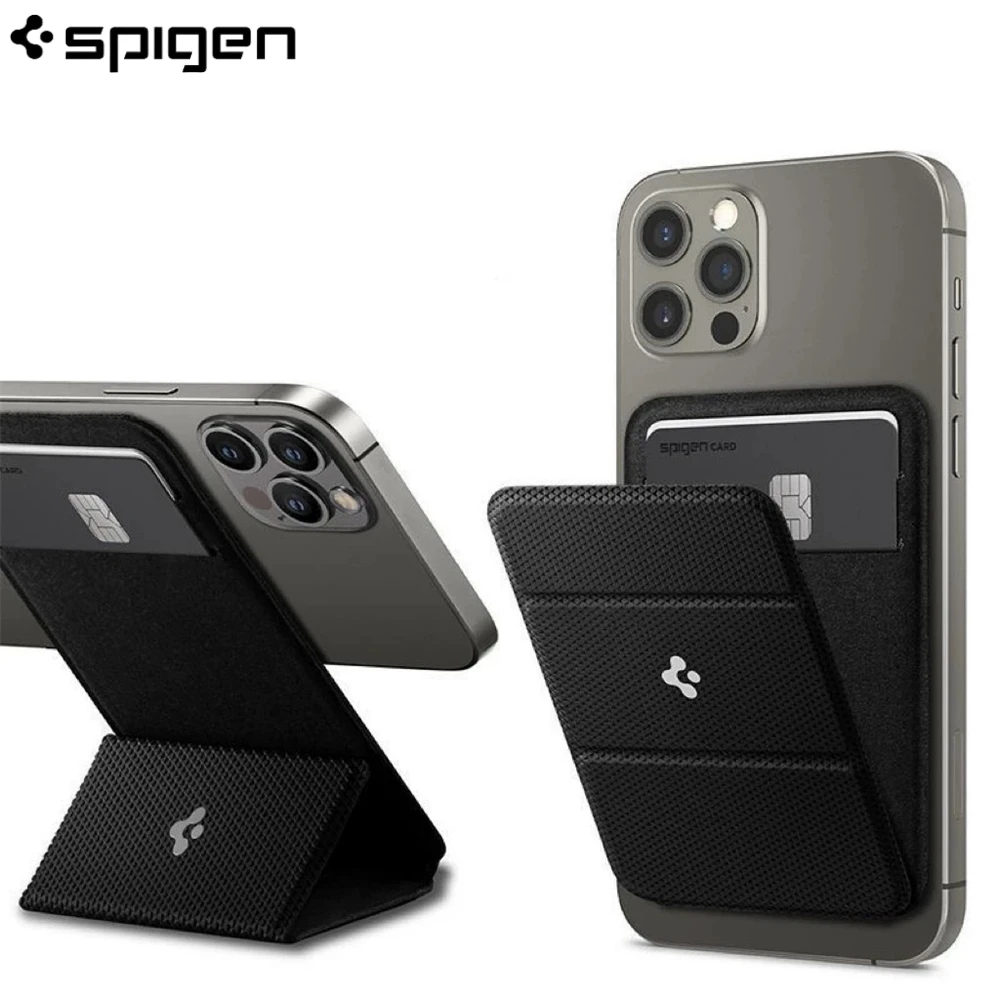 Spigen Leather Smart Fold For MagSafe Card Holder For iPhone 18 17 Air 12 13 14 Plus 15 16 17 Pro Max Folding Bracket Card Bag