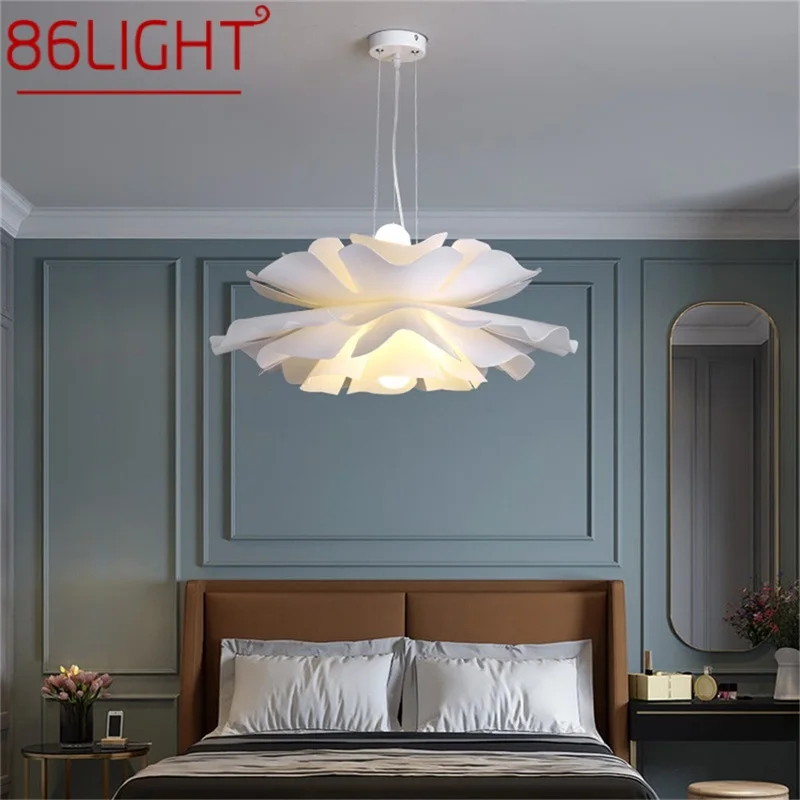 

86LIGHT Nordic Pendant Light LED White Chandelier Lamp Indoor Fixture for Living Room Decor