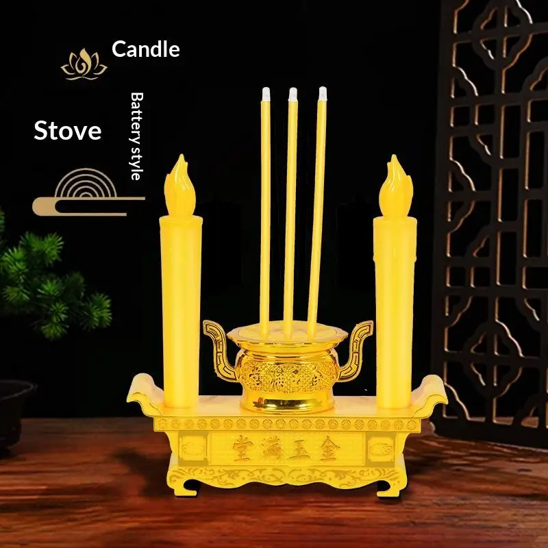 2025 LED Electronic Burner Red Candle Holder Vintage Candlestick Home Decoration For Hall Enshrined