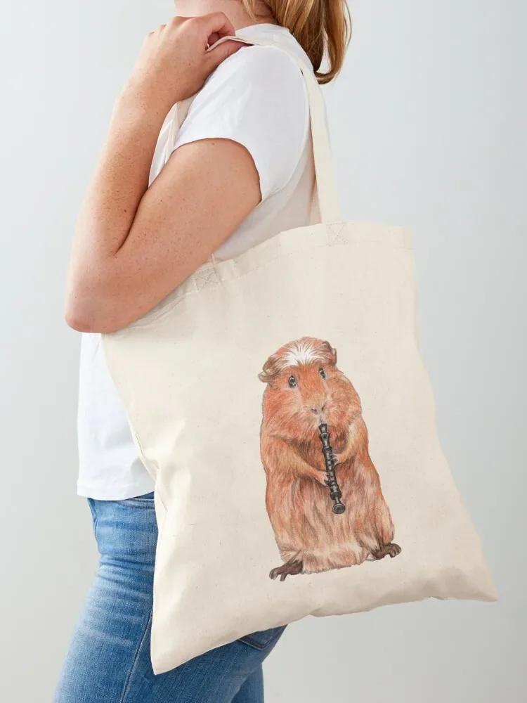 Guinea pig playing recorder Tote Bag female bag Women's shopping bag shopping trolley free delivery bags