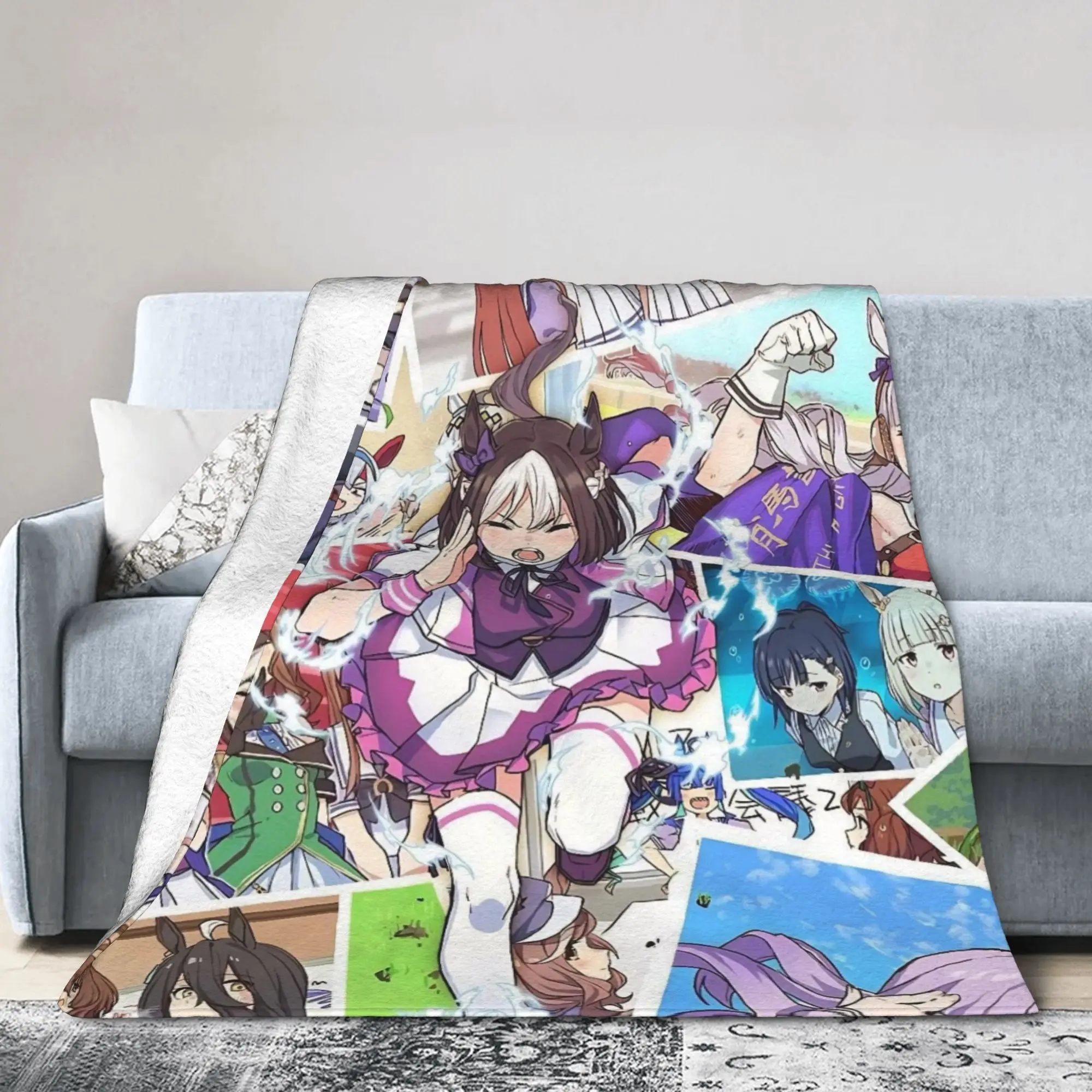 Uma Musume Pretty Derby Blanket Animals Anime Flannel Throw Blanket Summer Air Conditioning Decoration Soft Warm Bedspread