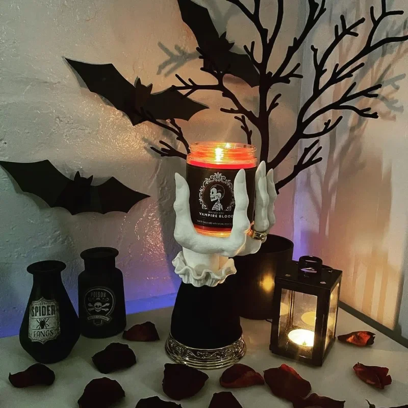 

Halloween Decoration Witch Hand Candle Holder Resin Desktop Candlestick Gothic Home Ornaments Horror Art Halloween Props Gift