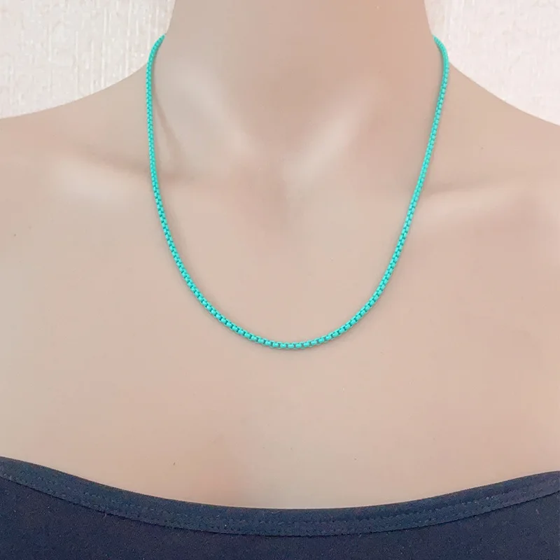 SUNSLL Classic Candy Colorful Stainless Steel Necklaces Charming 2.8MM Box Chain For Women Girl Anniversary Party Jewelry Newest