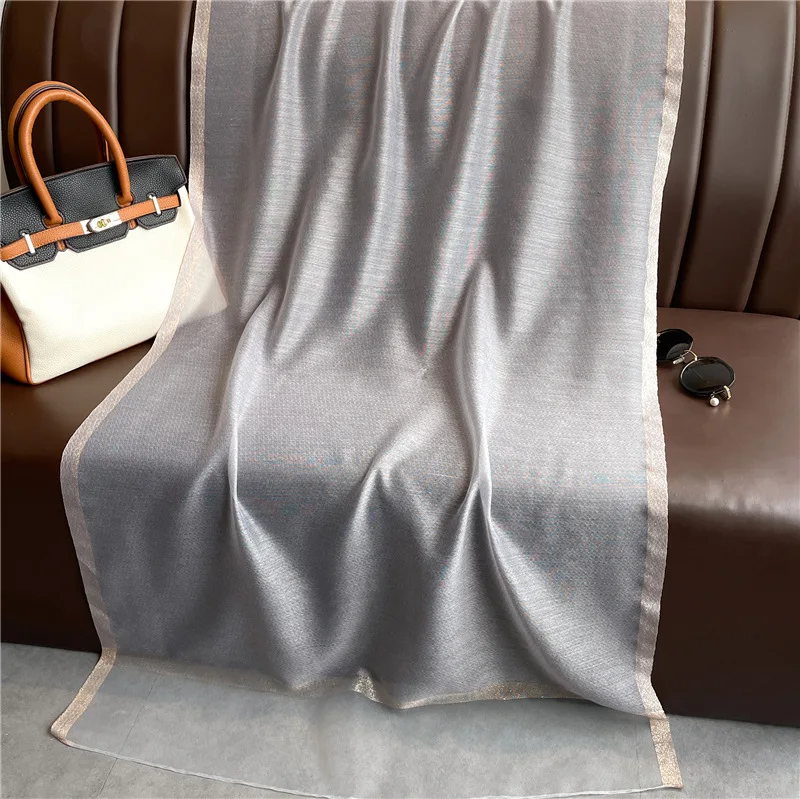 Modischer Luxus Einfarbiger Langer Seidenschal für Damen Weicher Glatter Schal Kopftuch Hijab Outdoor-Schal Langer Umhang Strandtuch – Detail 18