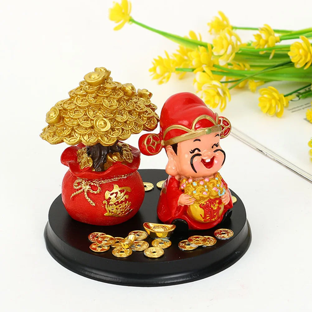 

God of Wealth Resin Ornament Sturdy Colorful Craft Decoration Perfect for Home Office Study Bar New Year Gift Car Decoration