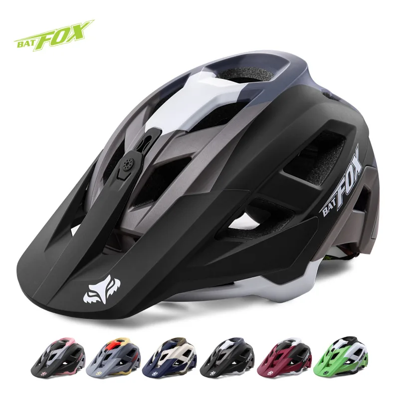 BATFOX MTB Mountain Bike Helmet Men Women Road Bicycle Helmet Off-Road Riding Urban Cycling Helmets with Sun Visor Safety Cap