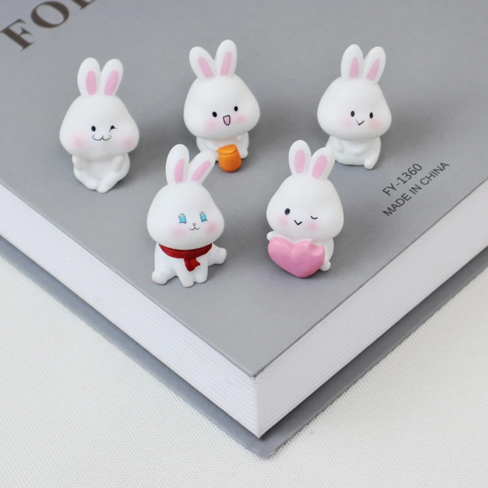 Cute Bunny Ornament Safety Environmental Protection Hand-painted Cartoon Resin Home Decoration Simulation Animal Smear Evenly