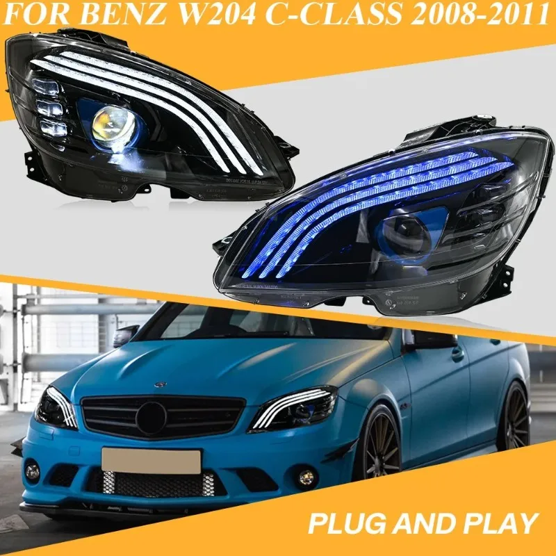 

Для Benz W204 C-Class 2008-2011 пара светодиодных фар ксеноновый проектор DRL лампы слева и справа